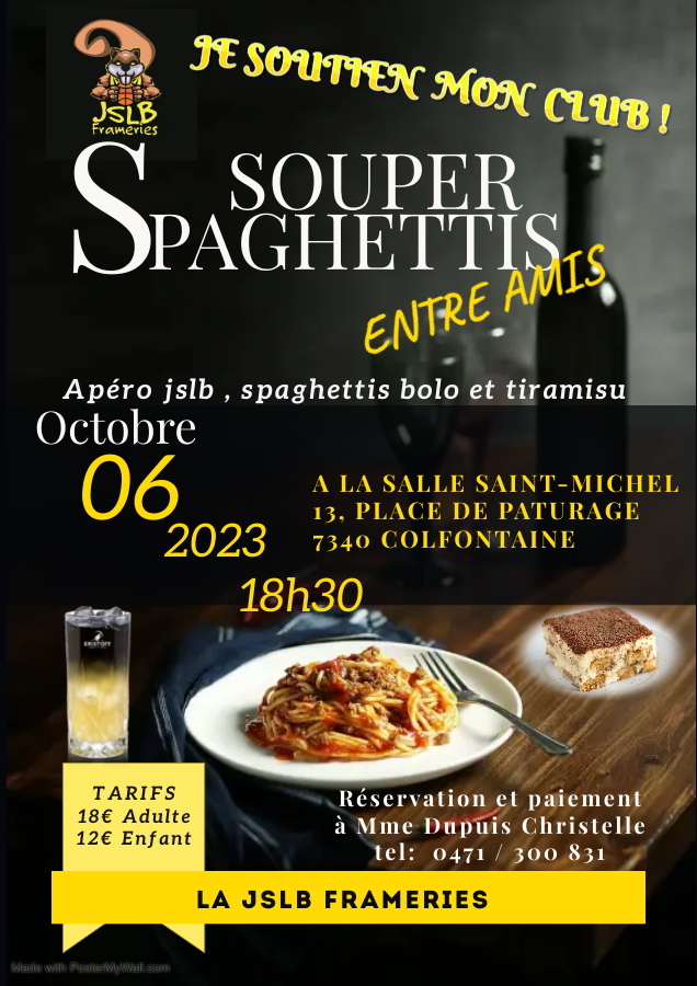 souper spaghetti     le 6 octobre 2023 a 18h30